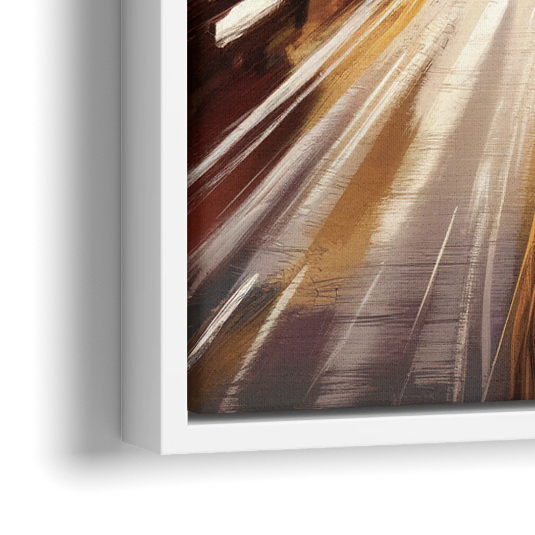 Atlanta Cityscape at Night - Close-Up White Frame Canvas