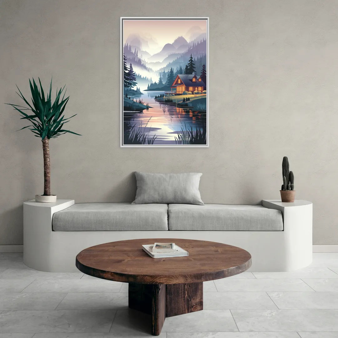 Joseph Serene Waterfront - Living Room White Frame Canvas