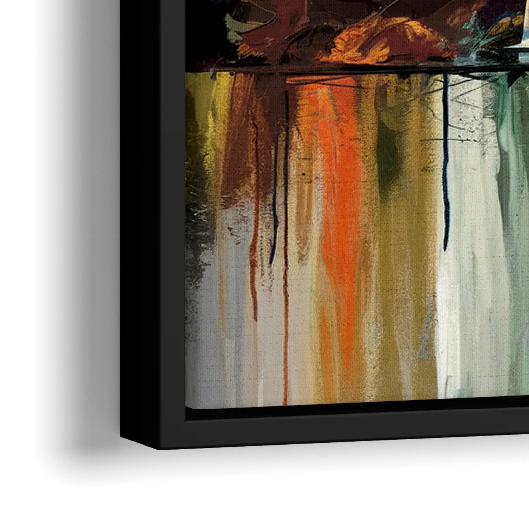 Seattle Skyline Panorama - Close-Up Black Frame Canvas