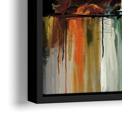 Seattle Skyline Panorama - Close-Up Black Frame Canvas