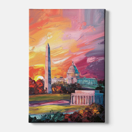 Washington DC Skyline Sunset - Canvas Wall Art