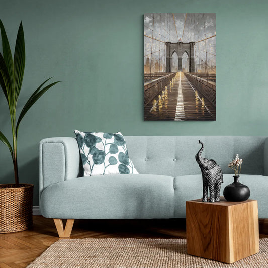 New York City Brooklyn Bridge View - Canvas Wall Art Living Room