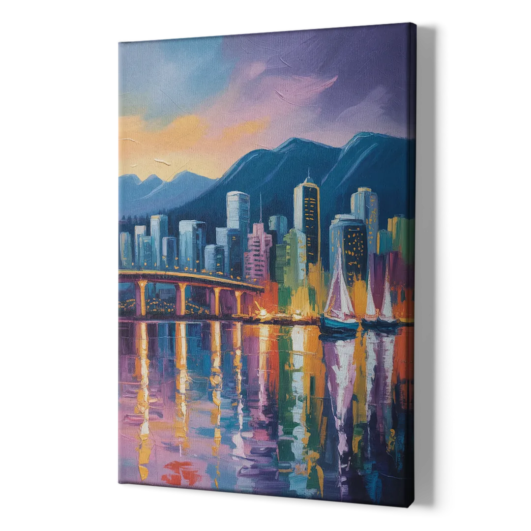 Vancouver City Lights - Canvas Print Art Sides