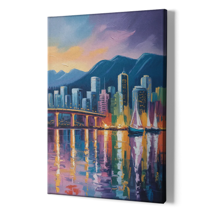 Vancouver City Lights - Canvas Print Art Sides