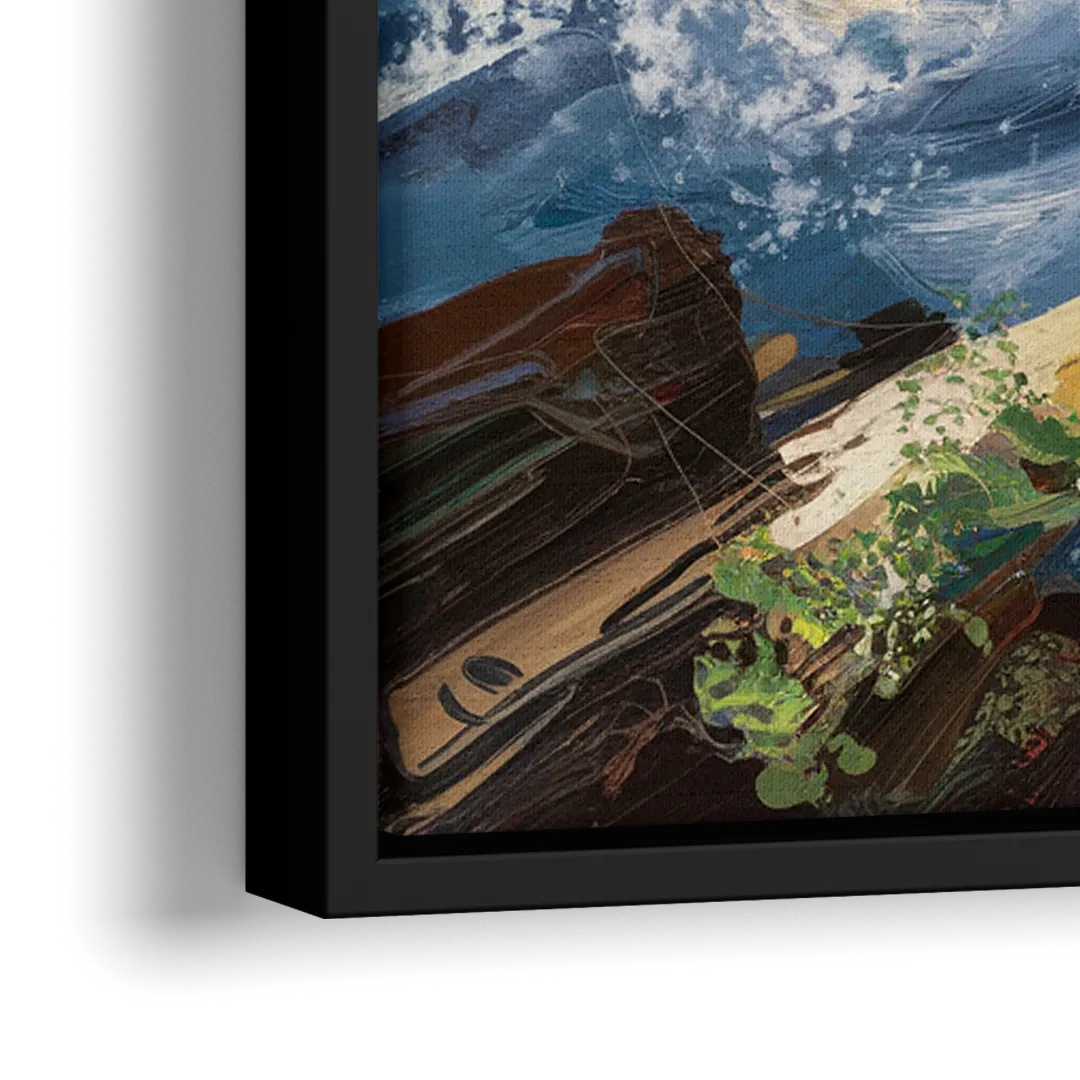 Bandon Lighthouse View - Close-Up Black Frame Canvas