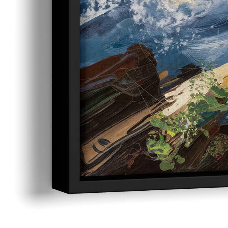 Bandon Lighthouse View - Close-Up Black Frame Canvas