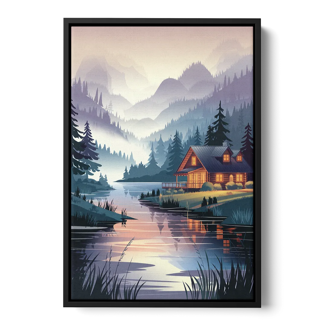 Joseph Serene Waterfront - Black Frame Canvas