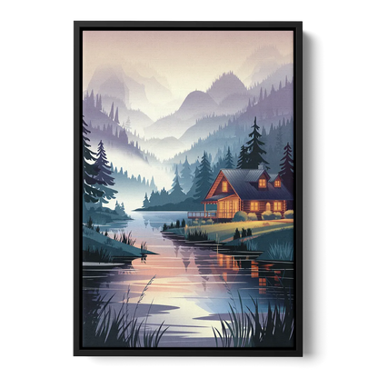 Joseph Serene Waterfront - Black Frame Canvas
