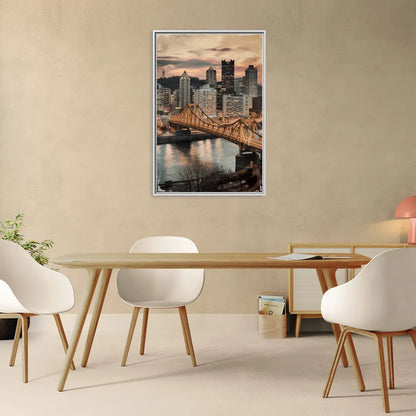Pittsburgh Historic Landmarks - Living Room White Frame Canvas