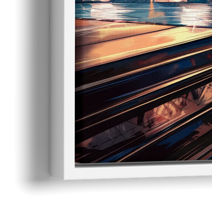 New York City Bridge From The Rooftop - Close-Up White Frame Canvas