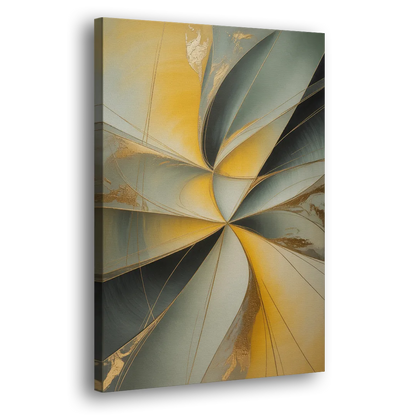 Luxurious Forms Yellow and Grey Abstract - Canvas Print Art Sides