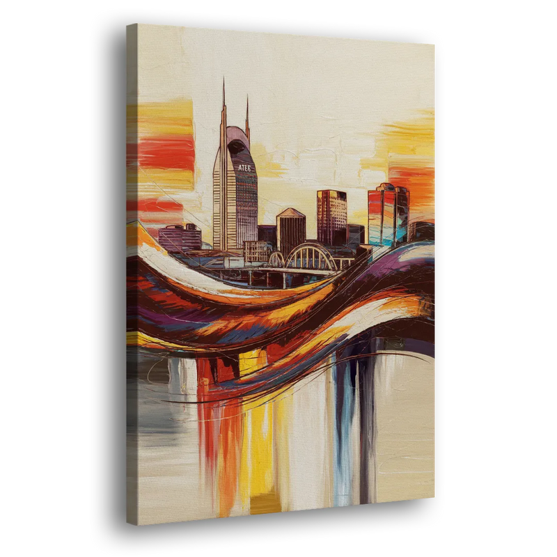 Nashville Skyline at Sunset - Canvas Print Art Sides