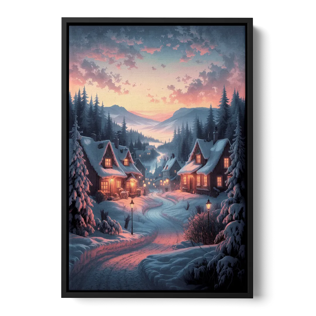 Burlington Snowy Winter Scenes - Black Frame Canvas
