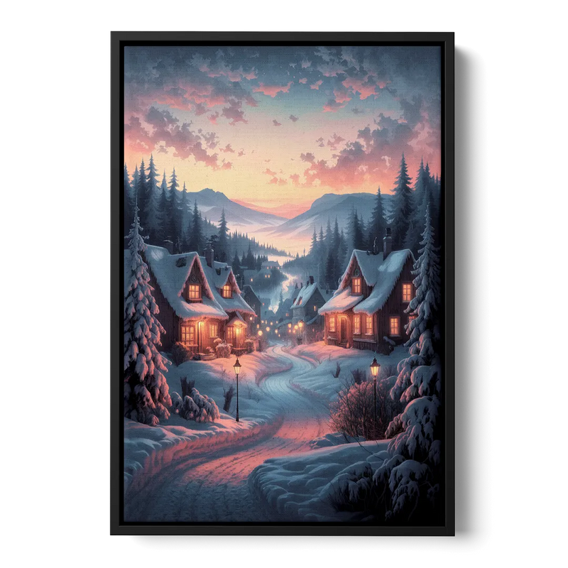Burlington Snowy Winter Scenes - Black Frame Canvas