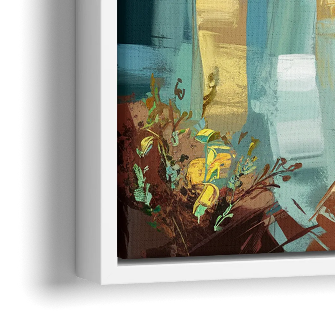 Bar Harbor Seaside Village - Close-Up White Frame Canvas