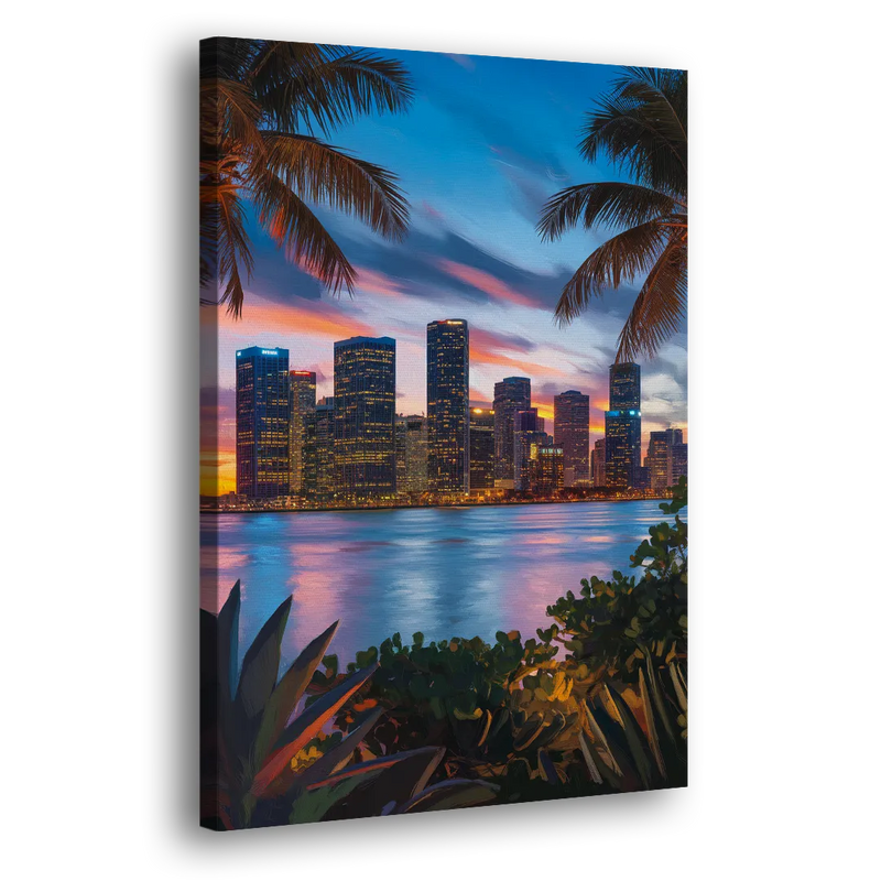 Miami Waterfront Skyline - Canvas Print Art Sides