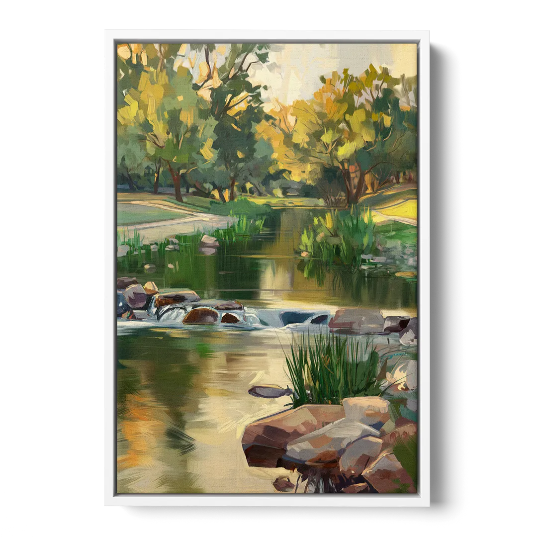 Austin Greenbelt Escape - White Frame Canvas
