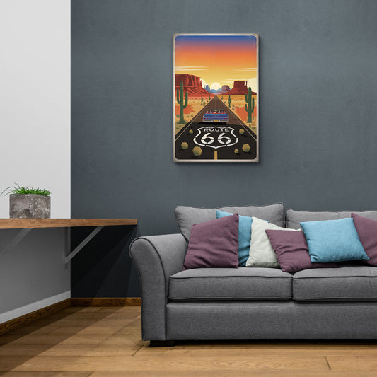 Springfield Route 66 - Canvas Wall Art Living Room