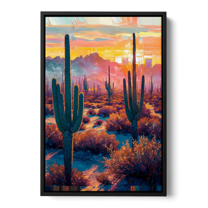 Phoenix Arizona Sunset Glow - Black Frame Canvas