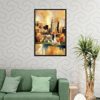 Cleveland Historic Landmarks - Living Room Black Frame Canvas