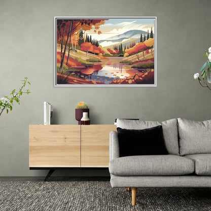 Ashland Fall Foliage - Living Room White Frame Canvas