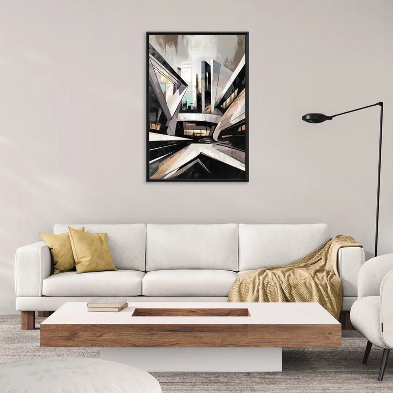 Burlington Modern Architecture - Living Room Black Frame Canvas