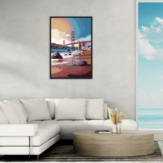 San Francisco Coastal Beauty - Living Room Black Frame Canvas