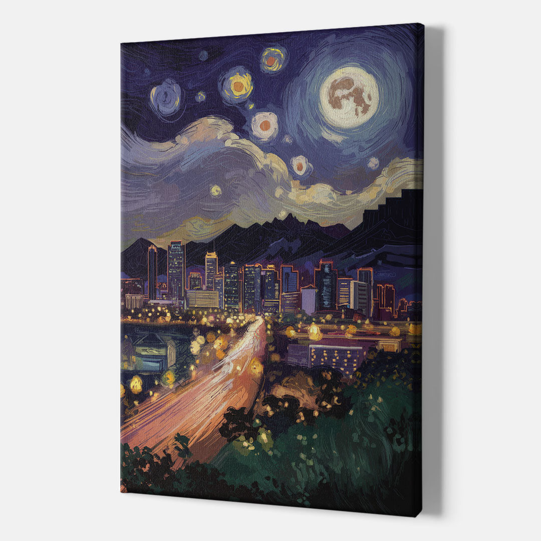 Phoenix Arizona Nightscape - Canvas Wall Art Indoor