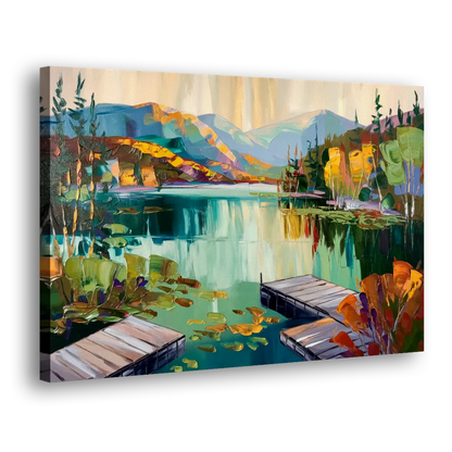 Lake Placid Mirror Lake View - Canvas Print Art Sides