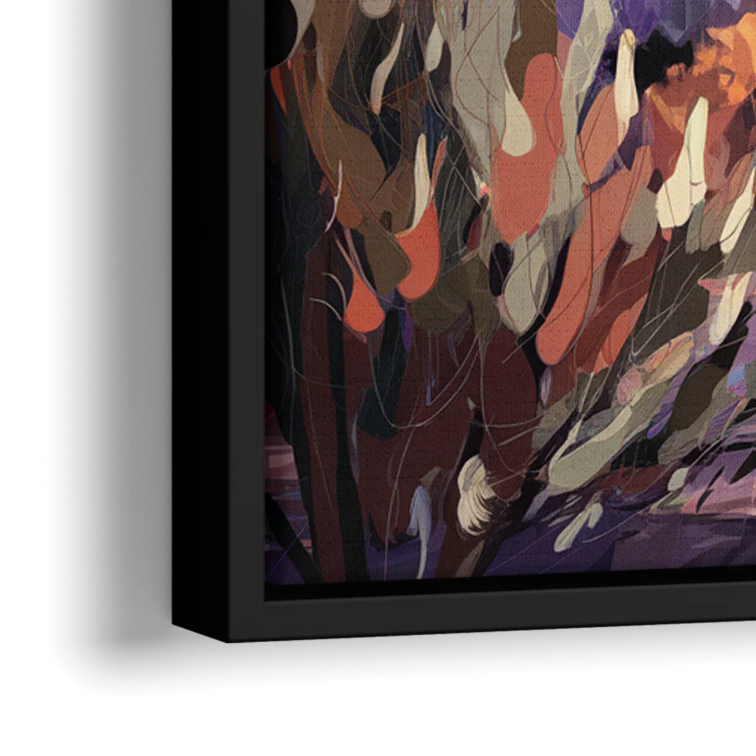 Denver Downtown Panorama - Close-Up Black Frame Canvas