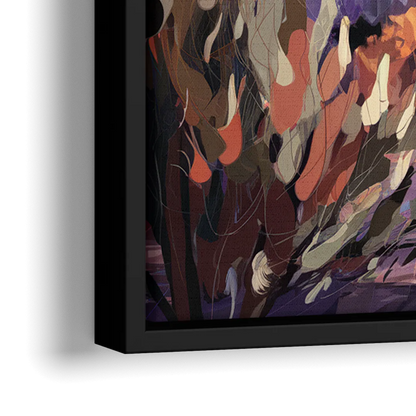 Denver Downtown Panorama - Close-Up Black Frame Canvas
