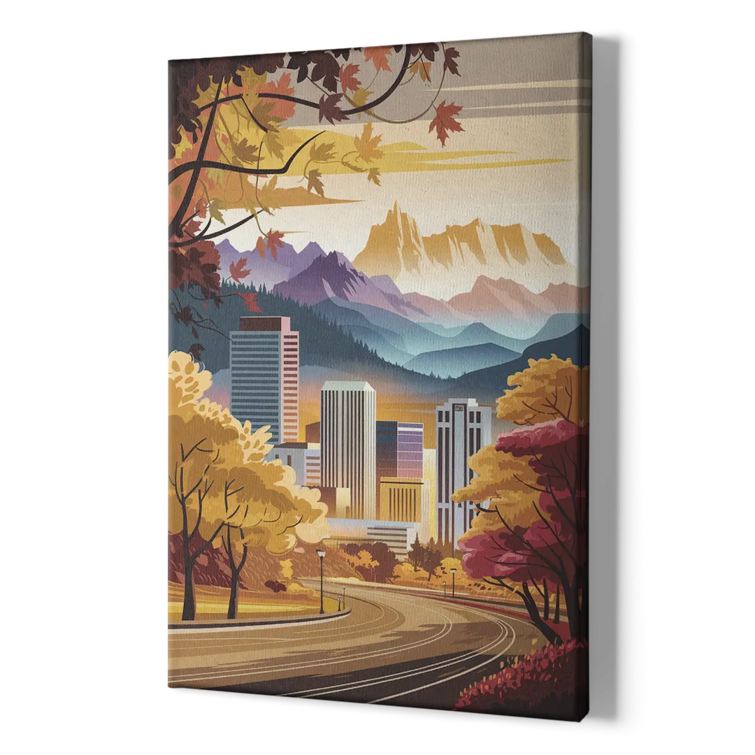 Denver Cityscape in Autumn - Canvas Print Art Sides