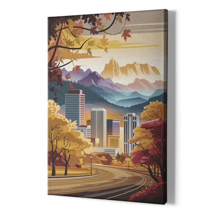 Denver Cityscape in Autumn - Canvas Print Art Sides