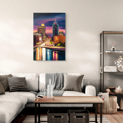 Tulsa Cityscape Glow - Canvas Wall Art Living Room