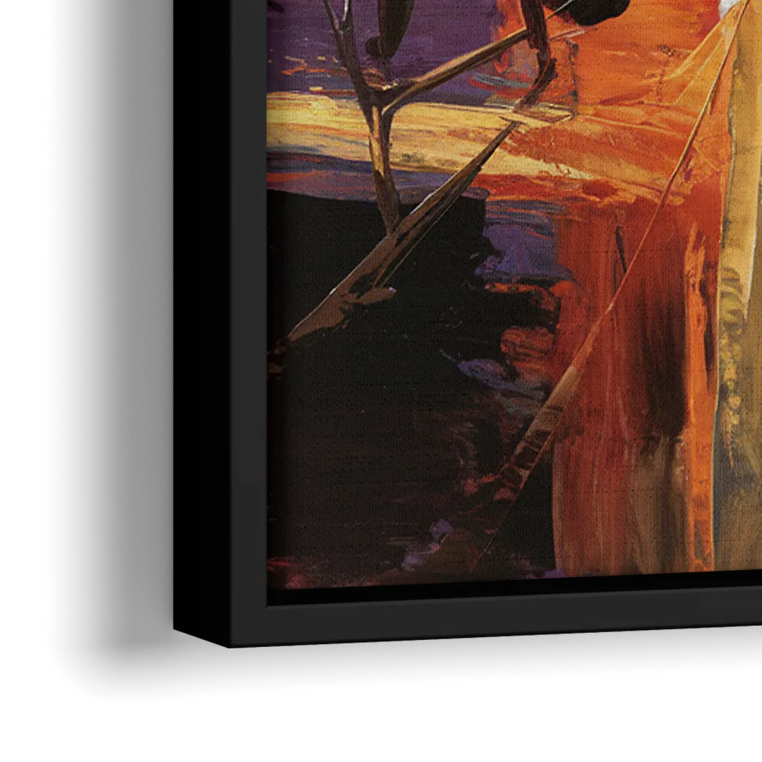 Atlanta Vintage Skyline - Close-Up Black Frame Canvas