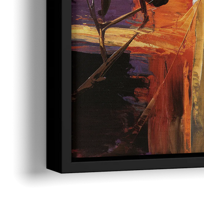 Atlanta Vintage Skyline - Close-Up Black Frame Canvas