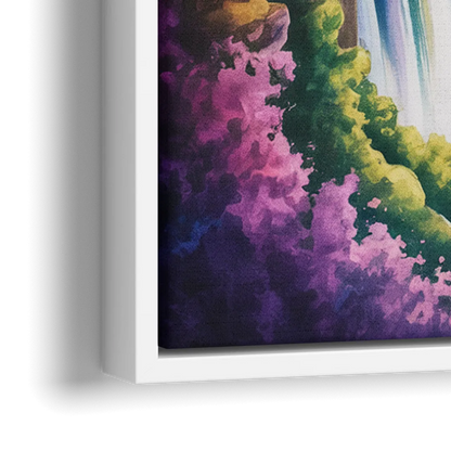 Niagara Falls Fireworks Show - Close-Up White Frame Canvas