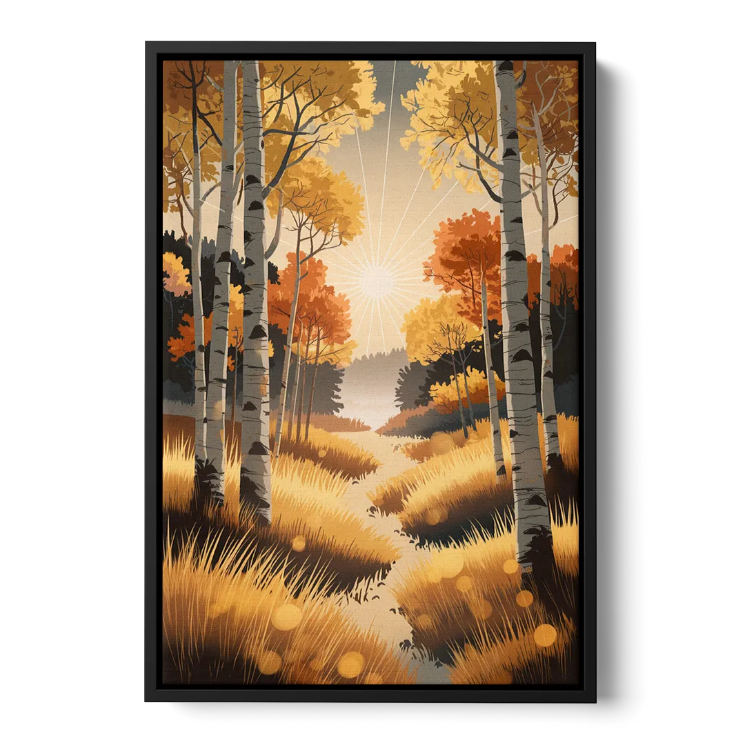 Aspen Sunrise Glow - Black Frame Canvas