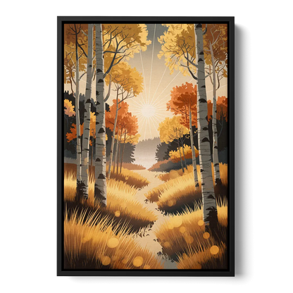 Aspen Sunrise Glow - Black Frame Canvas