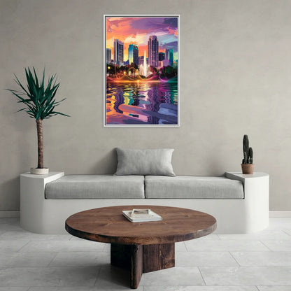 Orlando Vibrant Street Art - Living Room White Frame Canvas