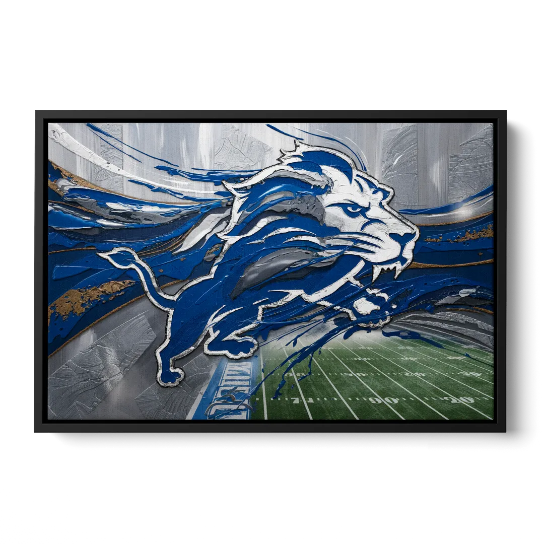 Detroit Lions Football - Black Frame Canvas