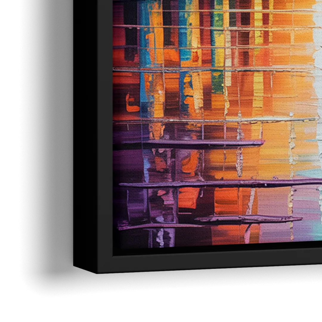 CN Tower Sunset Watercolor - Close-Up Black Frame Canvas