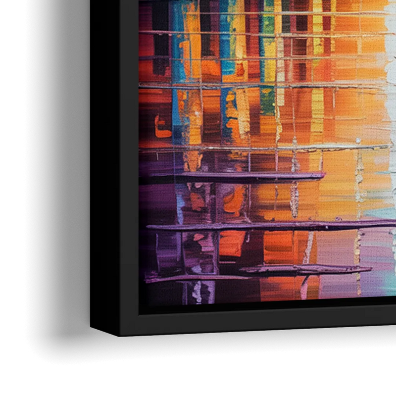 CN Tower Sunset Watercolor - Close-Up Black Frame Canvas