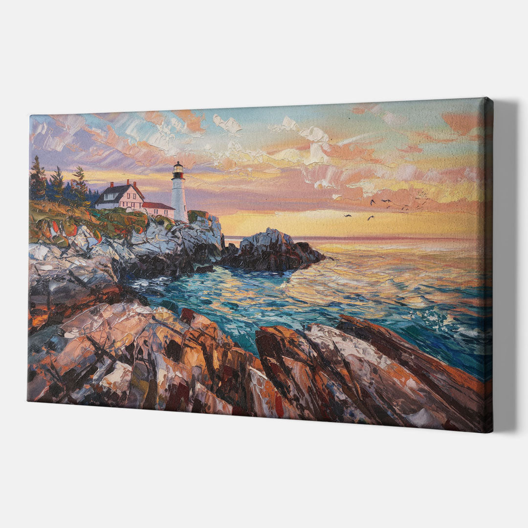 Bar Harbor Lighthouse Landscape - Canvas Wall Art Indoor