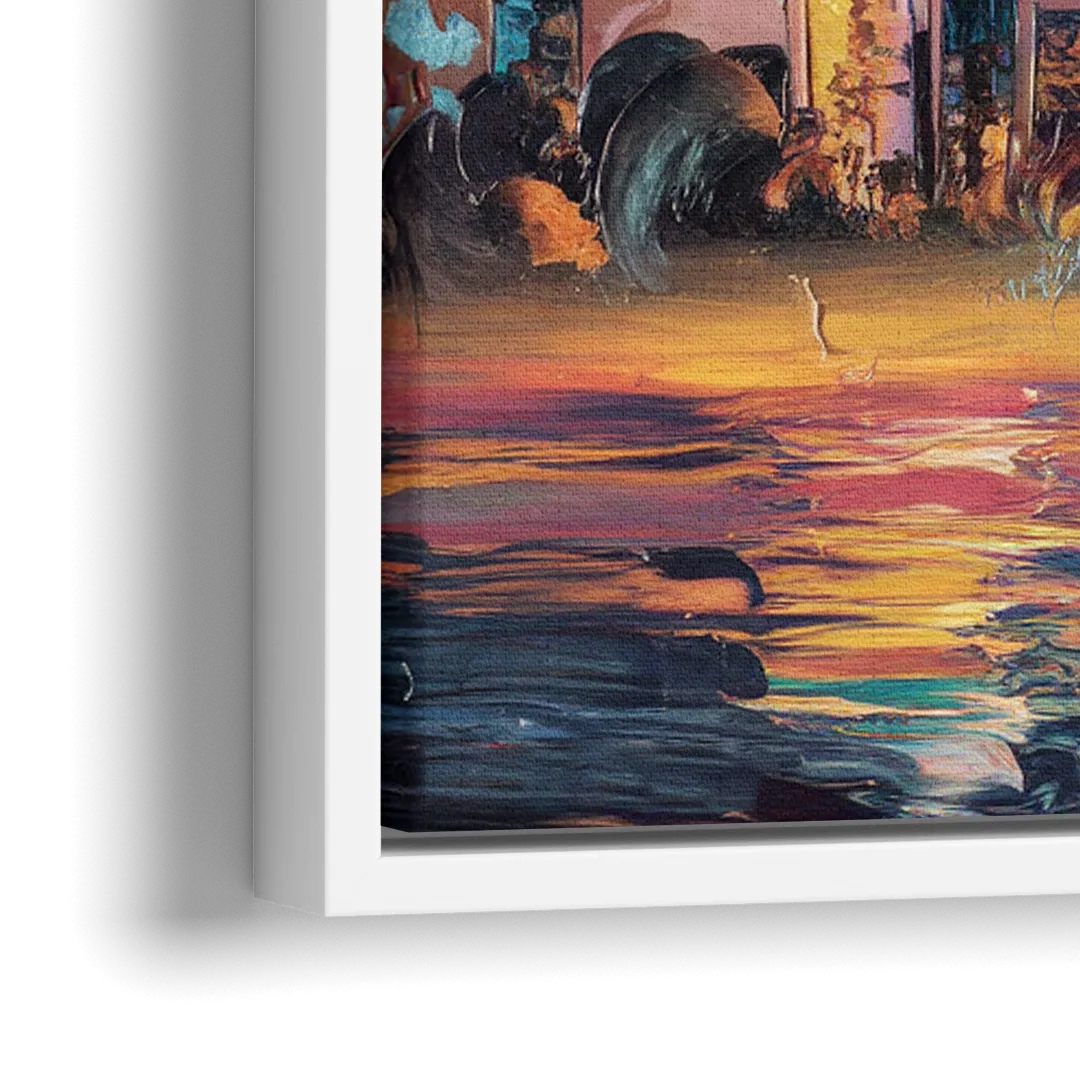 Salem Skyline Sunset - Close-Up White Frame Canvas