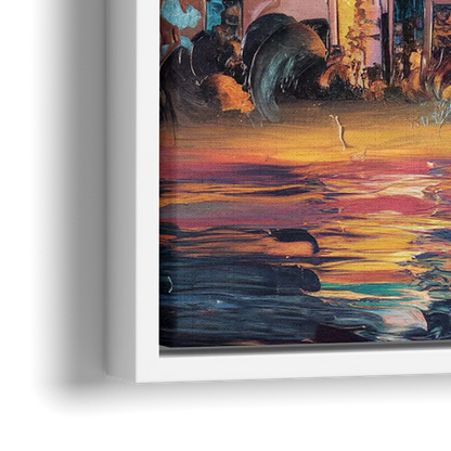 Salem Skyline Sunset - Close-Up White Frame Canvas