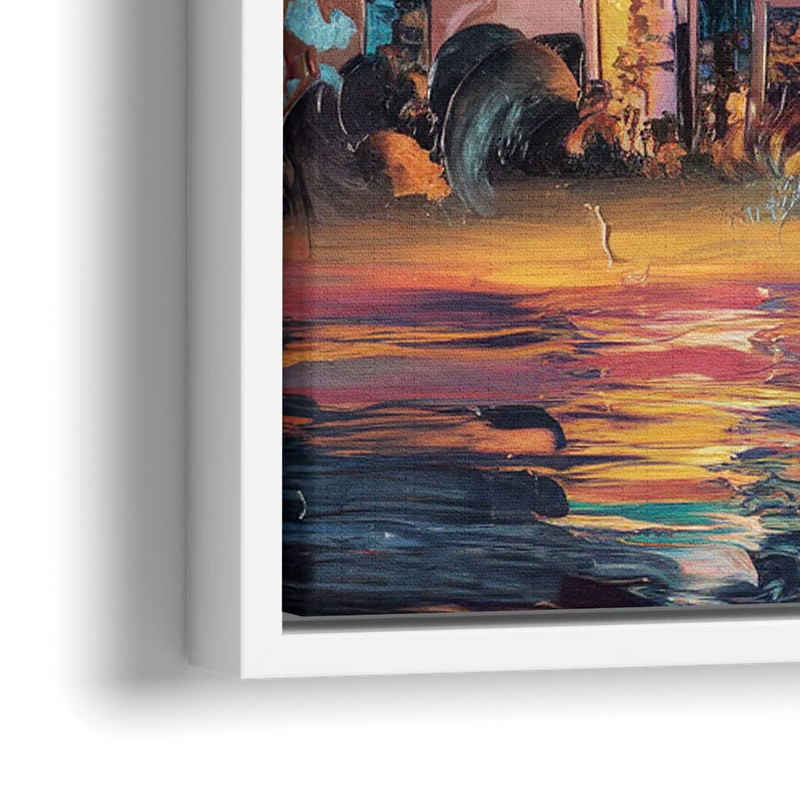 Salem Skyline Sunset - Close-Up White Frame Canvas