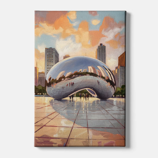 Chicago Cloud Gate Reflection - Canvas Wall Art