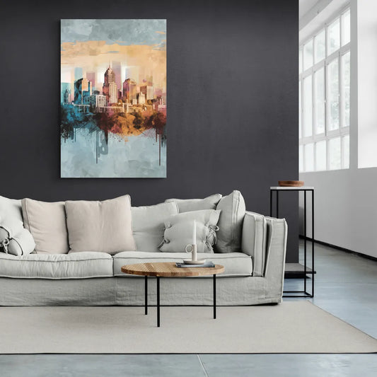 Indianapolis Cityscape in Watercolor - Canvas Wall Art Living Room