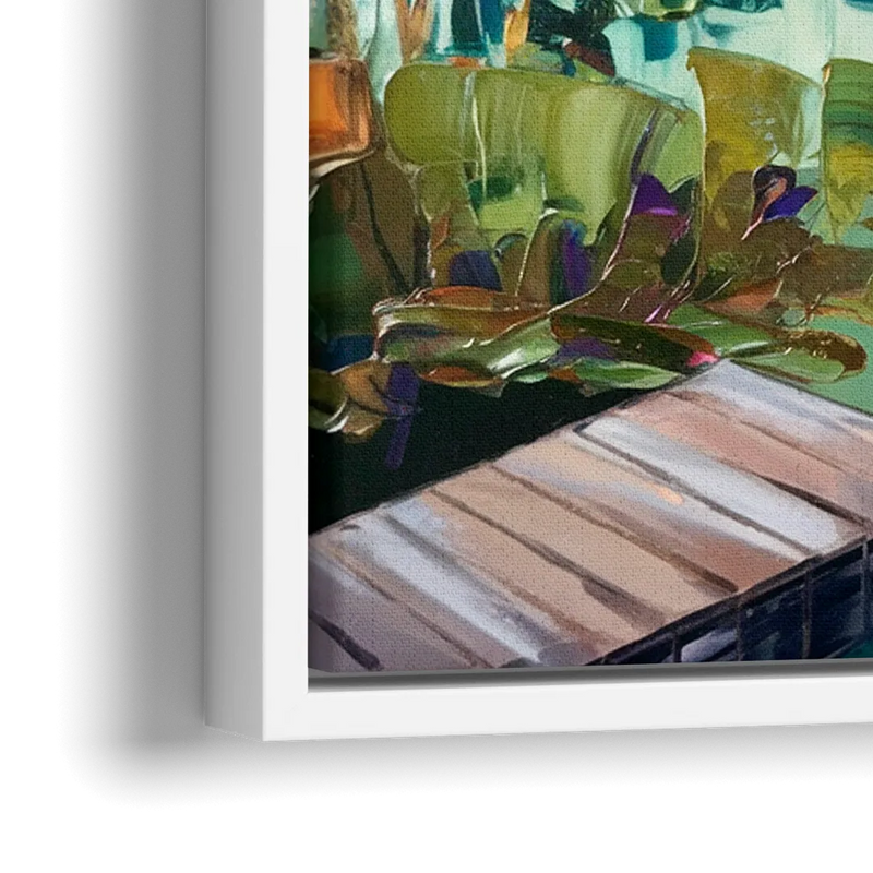 Lake Placid Mirror Lake View - Close-Up White Frame Canvas